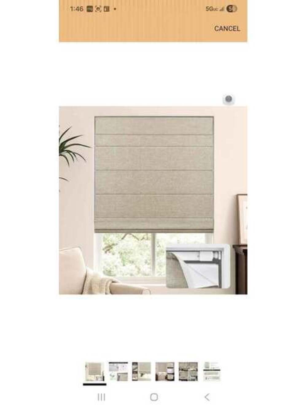 Blackout Roman Shades 35.5โ x 60โ โ No Drill Cordless Window Blinds (Beige)